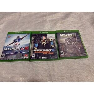 three Xbox One video games Payday, call of duty ,madden